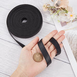 5M Flat Imitation Leather Cord, for Pillow Decor, Black, 15x2mm, about 5.47 Yards(5m)/Roll