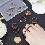 12Pcs 6 Size 304 Stainless Steel Grooved Finger Ring Settings, Ring Core Blank, for Inlay Ring Jewelry Making, Rose Gold, US Size 6 1/2~13(16.9~22.2mm), 2Pcs/size