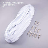 Garment Accessories, Zip-fastener Component Sets, Nylon Zipper & Iron Zipper Puller, White, 1000x3x0.25cm, 1 Strand,  Head: 35mm, 10pcs