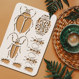 Plastic Drawing Painting Stencils Templates, for Painting on Scrapbook Fabric Tiles Floor Furniture Wood, Rectangle, Insects, 29.7x21cm