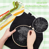 DIY Canvas Shoulder Bag Embroidery Starter Kit, Rectangle with Flower Pattern, Including Cotton Cords, Plastic Embroidery Hoops and Iron Needles, Ribbon, Mixed Color, Bag: 630x340x3mm, Inner Diameter: 395x340mm