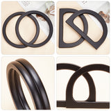 &reg 4Pcs 2 Style Wood D-Ring & Round Ring Bag Handles, for Bag Handle Replacement Accessories, Black, 13.9x1.2cm & 8.55x12x0.9cm, Inner Diameter: 11.35cm & 5.9x9.25cm, 2pcs/style