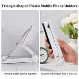 Triangle Shaped Plastic Mobile Phone Holders, Folding Cell Phone Stand Holder, Universal Portable Tablets Holder, White, Open: 17x15.5x15.5cm