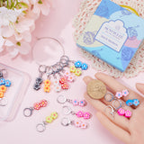 Handmade Polymer Clay Flower Pendant Locking Stitch Markers, 304 Stainless Steel Leverback Hoop Stitch Marker, Mixed Color, 4cm, 10 colors, 2pcs/color, 20pcs/set