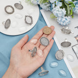 DIY Blank Dome Finger Rings Making Kit, Including Owl & Tortoise & Oval Adjustable Alloy Ring Settings, Glass Cabochons, Antique Silver, 20Pcs/bag