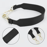 Cow Leather Bag Straps, Wide Bag Handles, with Zinc Alloy Swivel Clasps, Purse Making Accessories, Black, 420x35.5x3.5mm