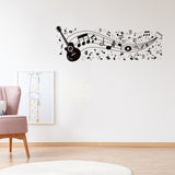PVC Wall Stickers, for Home Living Room Bedroom Decoration, Guitar & Musical Note, Black, 28.5x28.5cm, 3 sheets/set