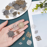 72Pcs 18 Styles Tibetan Style Alloy Connector Charms, Mixed Shapes, Mixed Color, 16.5~40x10~28x1mm, Hole: 1~2.5mm, 4pcs/style