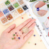 DIY Cube Glass Bead Stretch Bracelets Making Kits, include Electroplate Faceted Glass Beads and Clear Elastic Crystal Thread, Mixed Color, Beads: 6x6x6mm, Hole: 1mm, 450pcs/set, Thread: 0.8mm, 10m/roll, 1roll/set