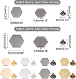 Alloy Rivets, with Iron Finding, for DIY Leathercraft, Hexagon, Mixed Color, 11~15.5x10~13.5x4.5mm, 120 sets/box