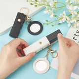 2Pcs 2 Cololrs PU Leather Lipstick Storage Bags, with Iron Keychain Ring & Alloy Clasps & Mirror, Rectangle, Mixed Color, 15~15.2cm, 1pc/color