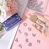 40Pcs 10 Styles Alloy Rhinestone Charms, Number 0~9 Charms, Platinum, 15x8.5~13x2.5~3mm, Hole: 1.2~1.6mm, 4Pcs/style