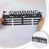 Fashion Iron Medal Hanger Holder Display Wall Rack, 3 Line, with Screws, Word Swimming, Sports Themed Pattern, 150x400mm