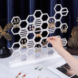 Honeycomb Grid Wood Earring Display Stands, Assembled Earring Organizer Holder for Stud Earrings, Earring Hook Storage, White, Finish Product: 6.3x35x33cm, about 2pcs/set