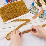 Filigree Corrugated Lace Ribbon, Wave Shape, for Clothing Accessories, Gold, 3/4 inch(18mm), about 19.69 Yards(18m)/Card