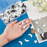 200Pcs 2 Style Acrylic Wall Stickers, Self-adhesive, for Home Living Room Bedroom Wall Decorations, Moon & Star, Mixed Shapes, 25x9~25x1mm, 100pcs/style