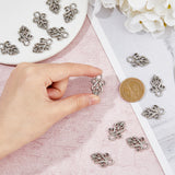 14Pcs Alloy Snap Lock Clasps Findings, Garment Accessories, Platinum, 24x16x2mm, Hole: 4mm