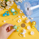 Dustproof Covers Sets, Including 6Pcs 6 Style Cartoon Style Animal Silicone Straw Cap and 6 Sets Silicone Spill Proof Stopper, Mixed Shapes, Straw Cap: 73~84mm, 6 style, 1pc/style, 6pcs