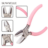 45# Carbon Steel Jewelry Pliers, Flat Nose Pliers, Nylon Jaw Pliers, Polishing, Pink, 13x8.95x1cm