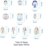 Sew on Rhinestone, Taiwan Acrylic Rhinestone, Two Holes, Garments Accessories, Flat Back, Mixed Color, 12~25x8~15x3~5mm, Hole: 1mm, 15pcs/compartment, 150pcs/box