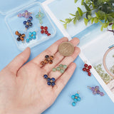 12Pcs 6 Styles Natural & Synthetic Mixed Gemstone Copper Wire Wrapped Pendants, Religion Cross Charms, with Brass Beads, Light Gold, 29.5~30x16.5~17x6.5~7mm, Hole: 3.5~4mm, 2pcs/style