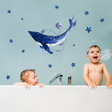 PVC Wall Stickers, Wall Decoration, Whale Pattern, 900x390mm, 2 sheets/set