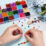 1200Pcs 24 Colors Transparent Acrylic Beads, Bicone, Mixed Color, 8x7.5mm, Hole: 2mm, 50pcs/color