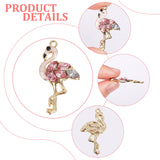 Alloy Enamel Pendants, with Rhinestone, Light Gold, Flamingo, Lavender Blush, 30x16x4mm, Hole: 1.4mm, 20pcs/box