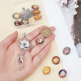 DIY Half Round Pendant Necklace Making Kits, Including Brass & Glass Snap Buttons, Alloy Snap Pendant Making, 304 Stainless Steel Cable Chains Necklaces, Sun Pattern, 14Pcs/box