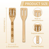 6Pcs Bamboo Spoons & Knifes & Forks, Flatware for Dessert, Mushroom, 60x300mm, 6 style, 1pc/style, 6pcs/set
