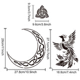 2Pcs 2 Styles PET Hollow Out Drawing Painting Stencils, for DIY Scrapbook, Photo Album, Phenix Pattern, 297~300x210~300mm, 1pc/style