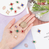 Brass Links Connectors, with Faceted Glass and Rhinestone, Alloy Open Back Bezel Findings and Cubic Zirconia,, Mixed Color, 16pcs/box