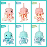 DIY Cartoon Jellyfish Crochet Keychain Kit, Including Cotton Thread, Crochet Hook Needle, Knit Needle, Locking Stitch Marker, Instruction Sheet, Mixed Color, 24.5x15.2x0.4cm