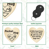 1Pc Heart Shape 201 Stainless Steel Commemorative Decision Maker Coin, Pocket Hug Coin, with 1Pc PU Leather Storage Pouch, Hand Heart, Heart: 26x26x2mm, Clip: 105x47x1.3mm