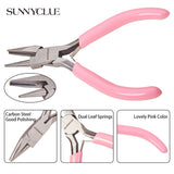 45# Carbon Steel Jewelry Pliers, Round Nose Pliers, Polishing, Pink, 11.8x6.7x0.9cm