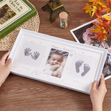 PVC Baby Hand and Footprint Kit Frame, Baby Growth DIY Photo Frame, Rectangle, White, 206x385x17.5mm