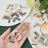 18 Sets 3 Colors Zinc Alloy Purse Decorative Edge Hardware, Bag Corner Protector, with Iron Screws, L-shaped, Mixed Color, 3.4x2.4x0.75cm, Hole: 2.4mm, 6 sets/color