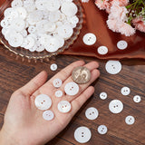60Pcs 5 Styles Shell Buttons, 2-Hole, for Garment Accessories, Flat Round, Snow, 10~19.5x2~2.5mm, Hole: 1.2~2mm, 12pcs/style