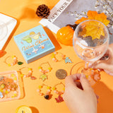 Autumn Theme Alloy Enamel with Glass Wine Glass Charms, with Brass Hoop Earring Findings, Leaf/Pumpkin/Pine Cone, Mixed Color, 39~56mm, 6 style, 2pcs/style, 12pcs/set