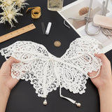 Detachable Cotton Lady Lace Collars, with Plastic Imitation Pearl, Clothes Sewing Applique Edge, DIY Garment Accessories, White, 1700x160x2mm