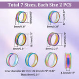 14Pcs 7 Style 201 Stainless Steel Engravable Grooved Finger Ring for Men Women, Rainbow Color, US Size 5 1/4(16mm)~US Size 13(22.2mm), 2pcs/style