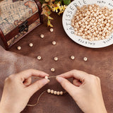 Natural Unfinished Wood Beads, Round Wooden Loose Beads Spacer Beads for Craft Making, Macrame Beads, Large Hole Beads, Lead Free, Moccasin, 8mm, Hole: 2mm, 2000pcs