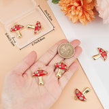 6Pcs Autumn Theme Real 18K Gold Plated Brass Micro Pave Cubic Zirconia Pendants, with Enamel and Jump Rings, Long-Lasting Plated, Mushroom, Red, 28x25x3.5mm, Jump Ring: 5x1mm, 3mm Inner Diameter