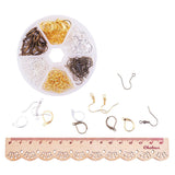 Multicolor Brass 15mm Leverback Earring Findings and 19mm Earring Hooks Sets for Jewelry Making, about 120pcs/box