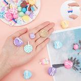 Handmade Polymer Clay Pendants, Mixed Shapes, Mixed Color, 22~25x22~24x4~6mm, Hole: 2mm, 40pcs/set.