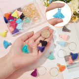 DIY Tassel Wine Glass Charm Tags Making Kit, Inlcluding Polycotton(Polyester Cotton) Tassel Pendant Decorations, Brass Wine Glass Charm Rings, Mixed Color, Tassel Pendant: 20~30x7~8mm, Hole: 5mm, 30pcs/box