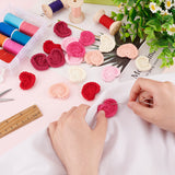 18Pcs 6 Colors Heart Handmade Crochet Cotton Appliques, Ornament Accessories, for DIY Sewing Craft Decoration, Mixed Color, 29~34x35~38x3~3.5mm, 3pcs/color