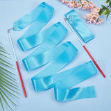 Polycotton Dance Ribbons with Wand, Rhythmic Gymnastic Ribbon Streamer for Kids, Dodger Blue, 2270mm