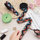 9 Yards 3 Colors Ethnic Style Flat Polyester Elastic Rubber Cord/Band, Triangle Print Jacquard Stretchy Band, Webbing Garment Sewing Accessories, Mixed Color, 25mm, 3 yards/color