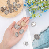 16Pcs 8 Style Adjustable Iron Finger Ring Components Alloy Cabochon Bezel Settings, Mixed Shapes, Antique Silver, 2pcs/style